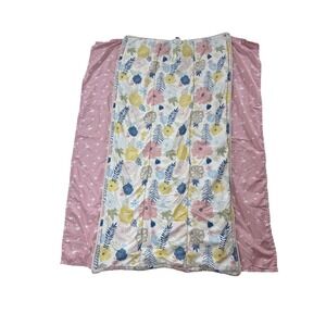 Toddler beddys Floral Pink Yellow Blue  Zippered blanket with pillow case